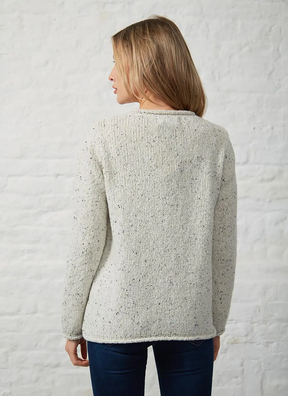 Fisherman Donegal Fleck Roll Neck Sweater
