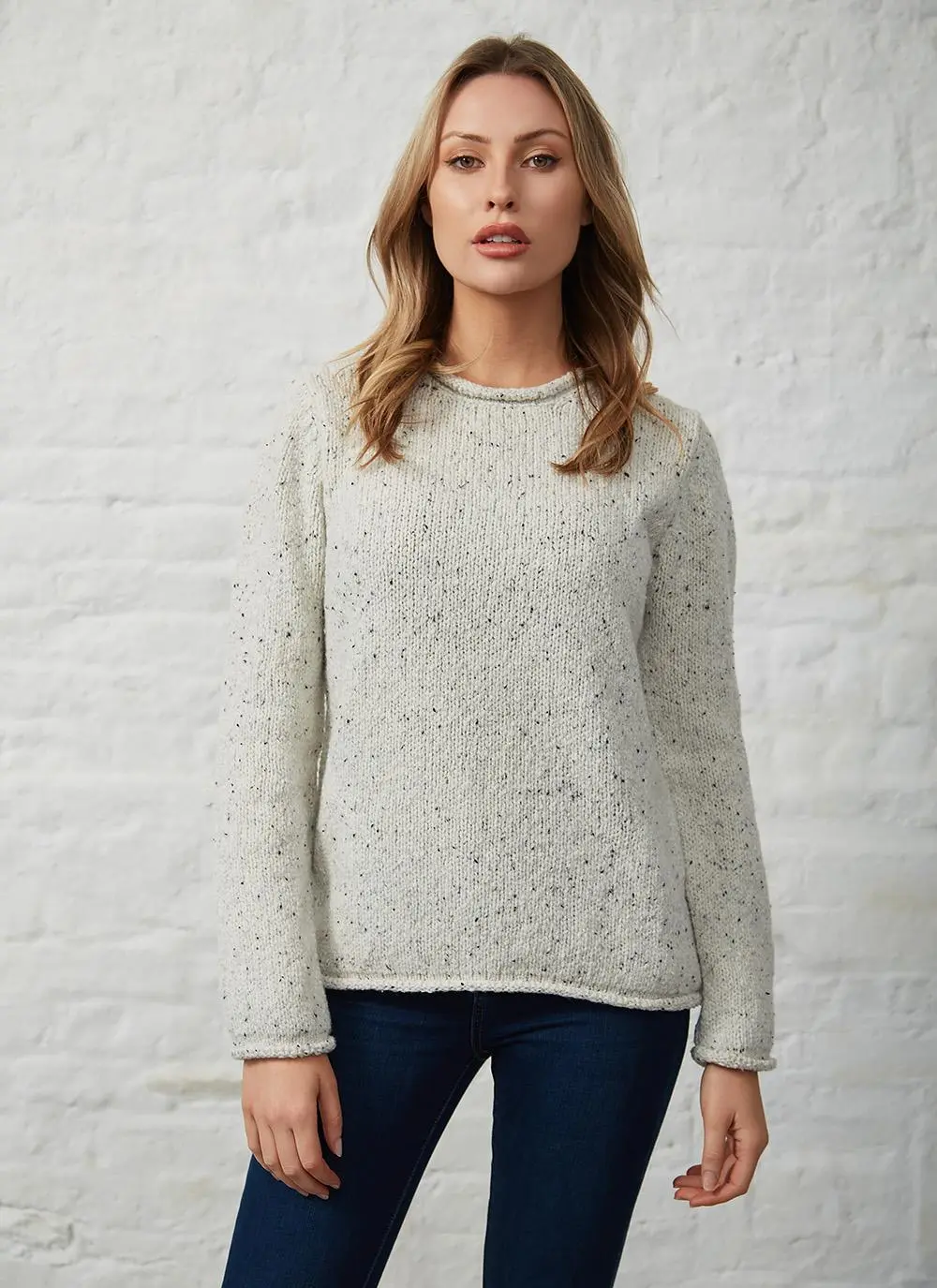 Fisherman Donegal Fleck Roll Neck Sweater