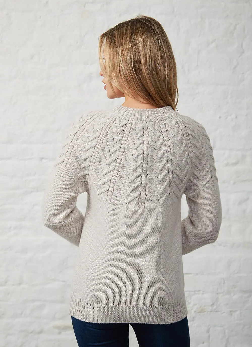 Fisherman Extra Fine Merino Wool Yoke Cabled Sweater