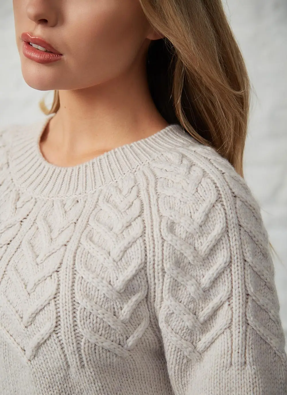 Fisherman Extra Fine Merino Wool Yoke Cabled Sweater