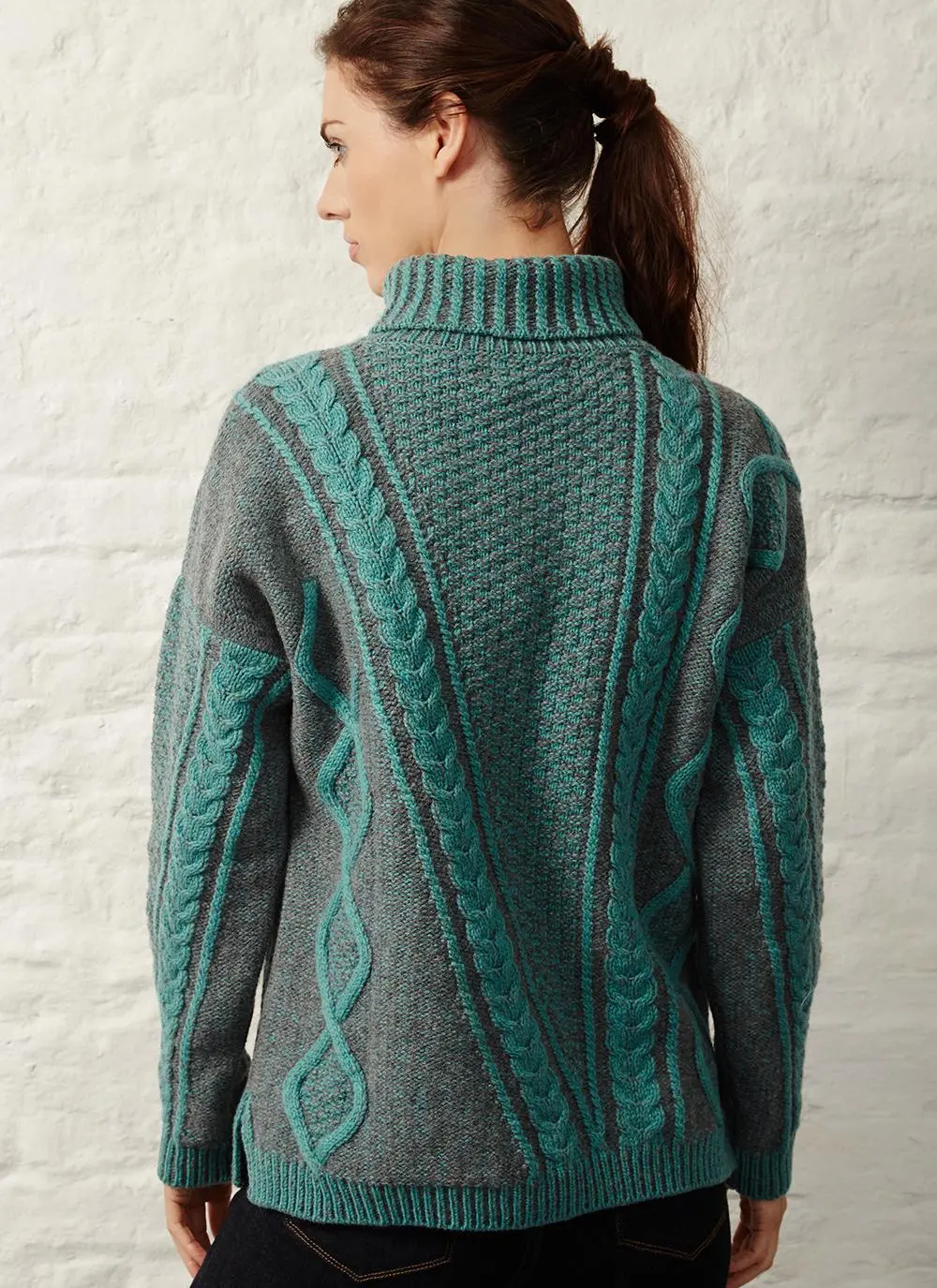 Fisherman Lambswool Plated Polo Neck Sweater