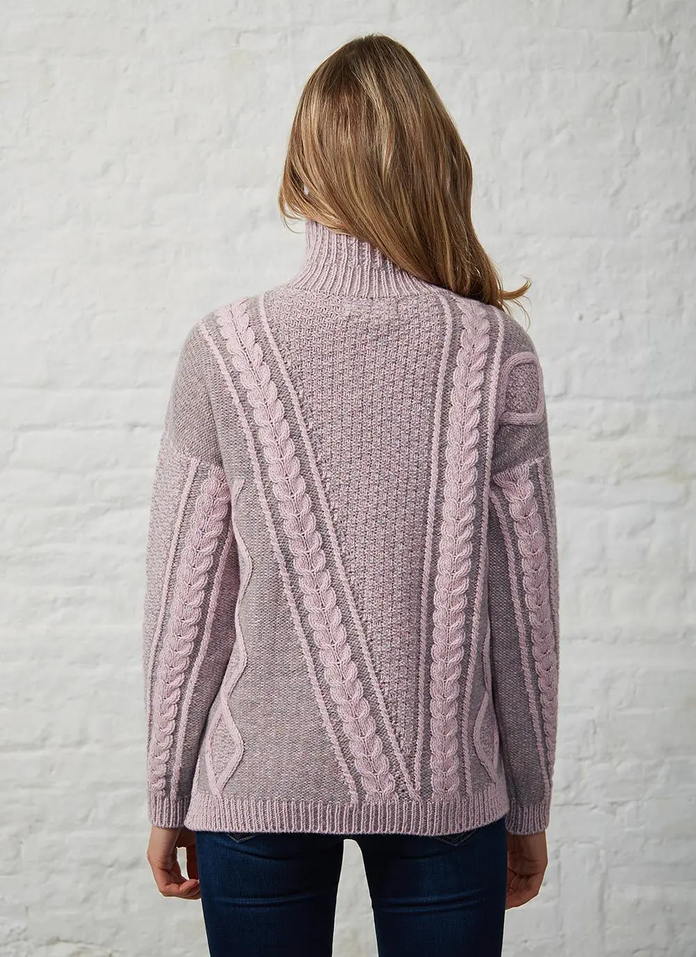 Fisherman Lambswool Plated Polo Neck Sweater
