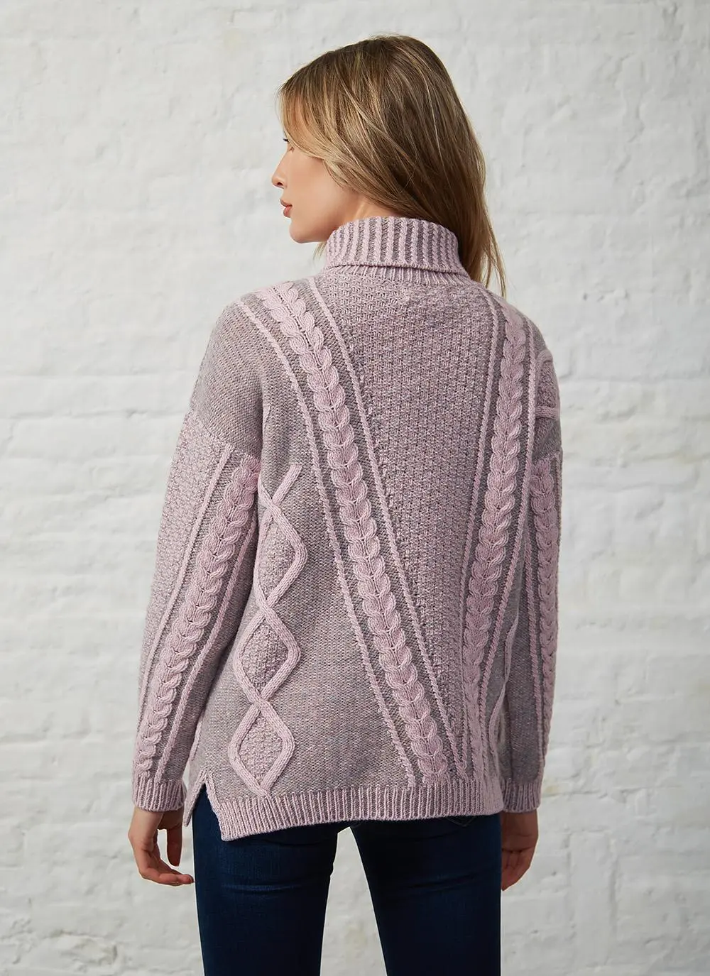 Fisherman Lambswool Plated Polo Neck Sweater
