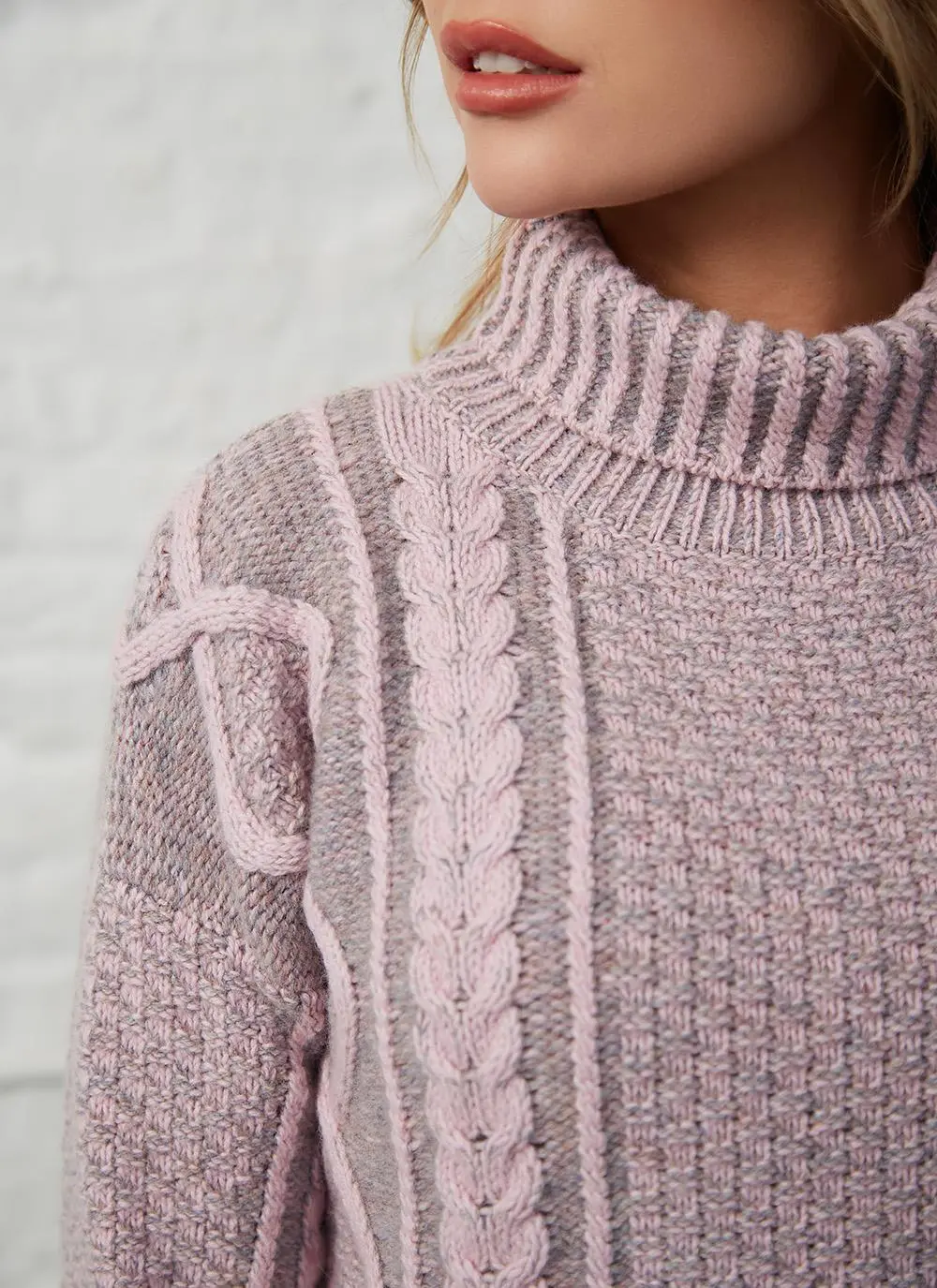 Fisherman Lambswool Plated Polo Neck Sweater