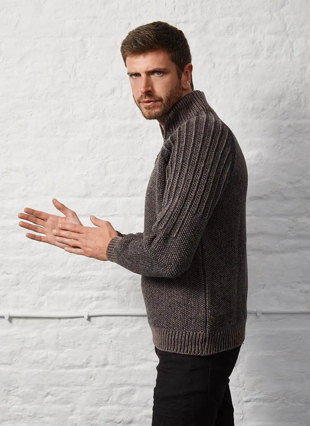 Fisherman Lambswool Zip Neck Sweater