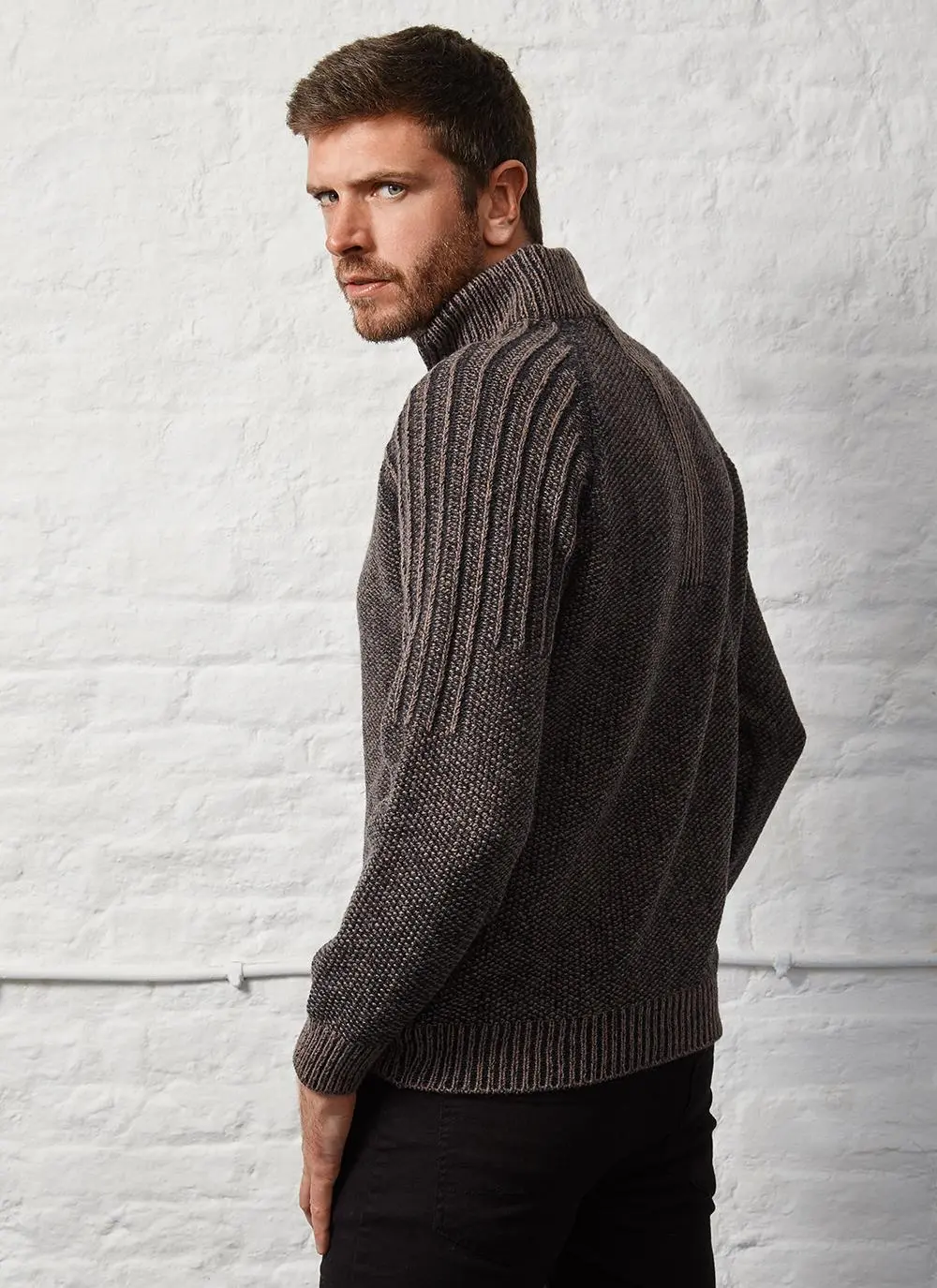 Fisherman Lambswool Zip Neck Sweater