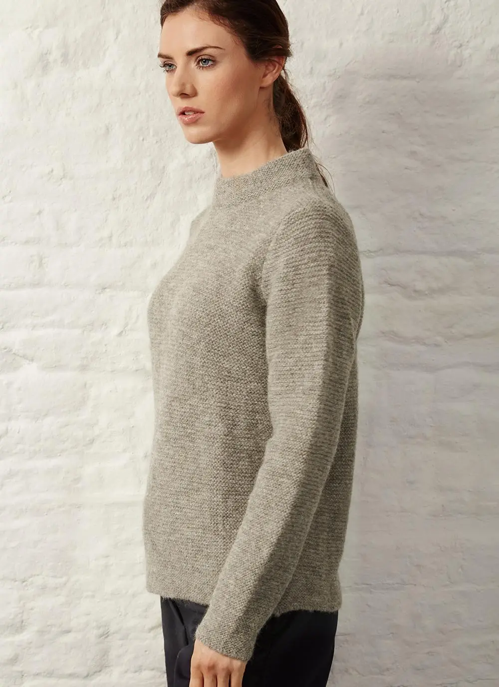 Fisherman Links Stitch Mock Neck Sweater