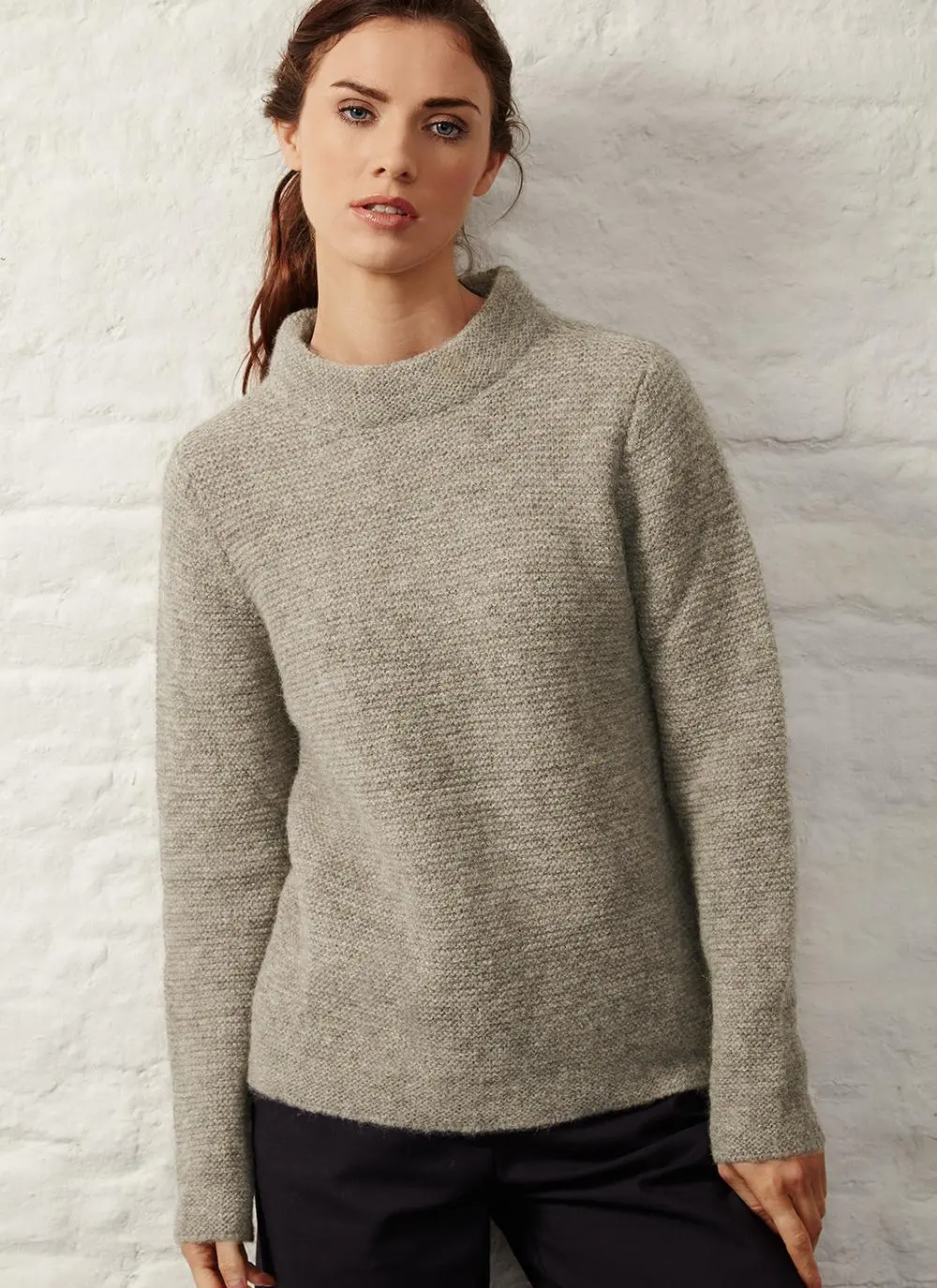 Fisherman Links Stitch Mock Neck Sweater