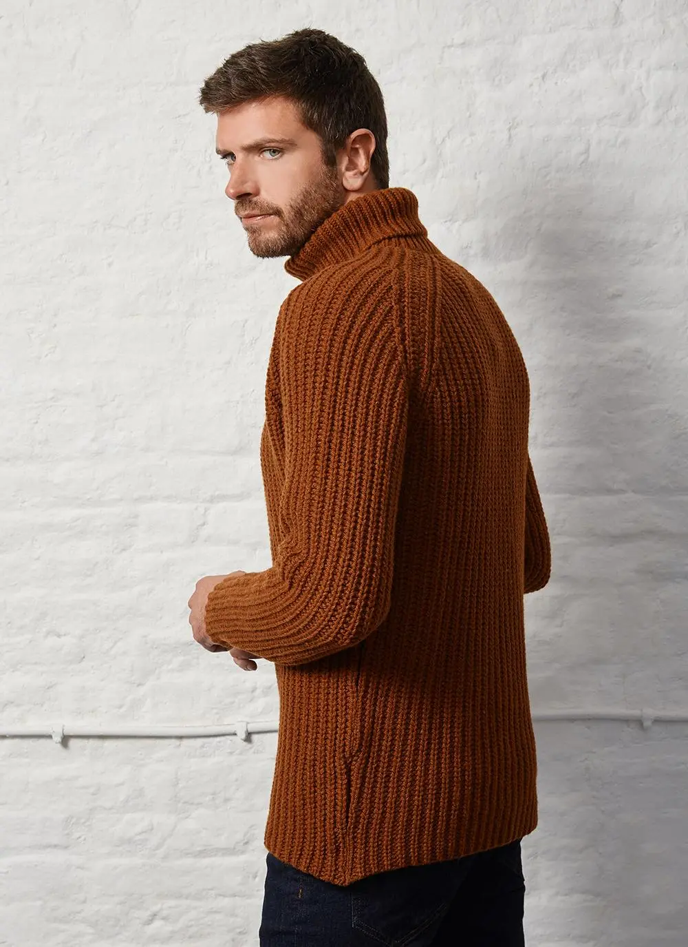 Fisherman Rib Chunky Polo Neck Sweater