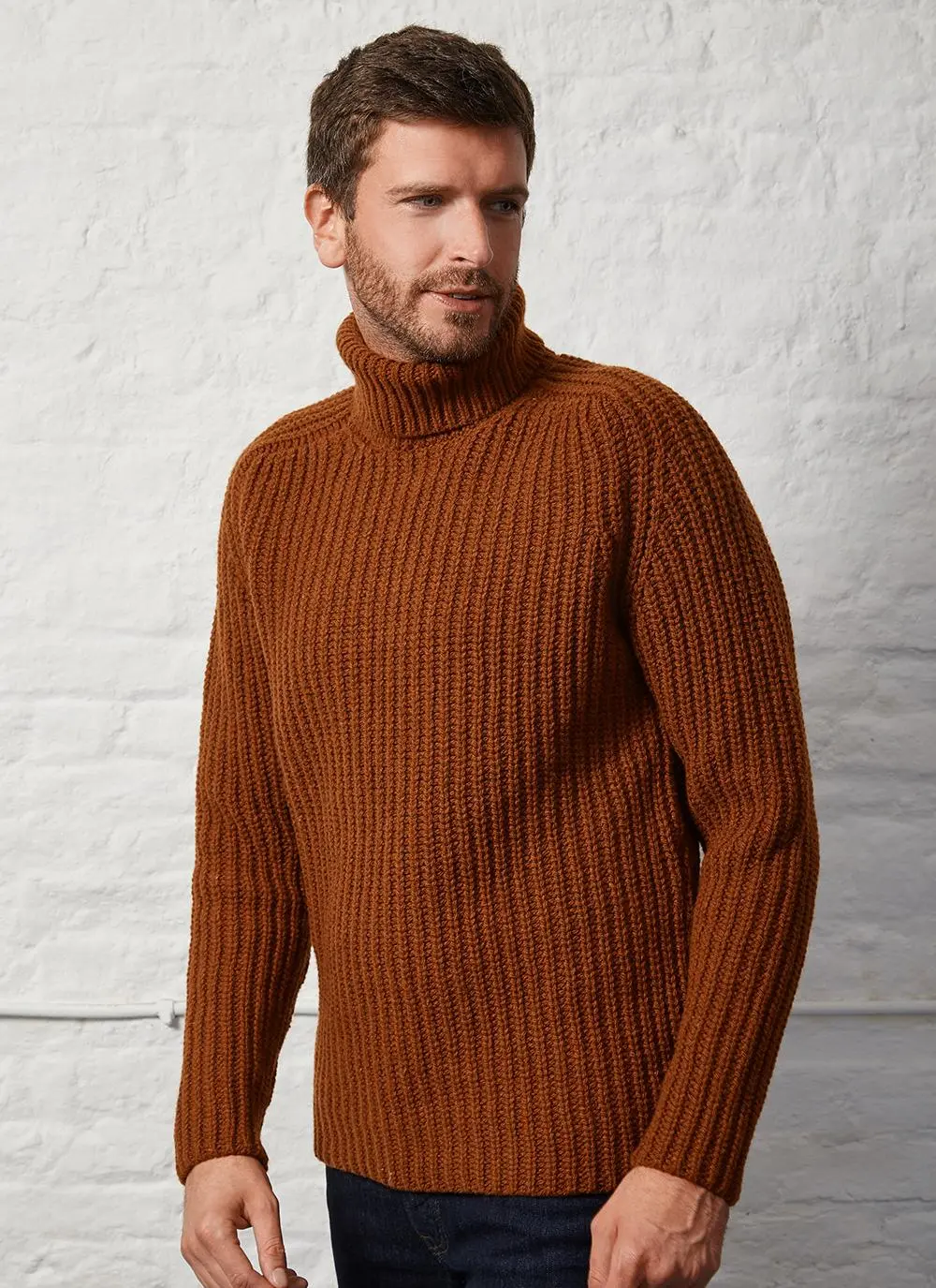 Fisherman Rib Chunky Polo Neck Sweater