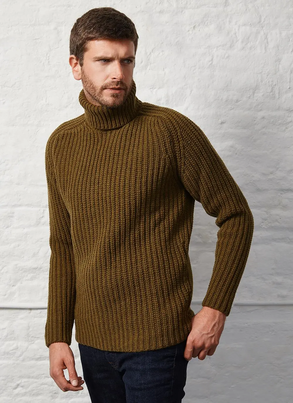 Fisherman Rib Chunky Polo Neck Sweater