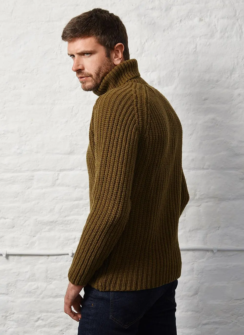Fisherman Rib Chunky Polo Neck Sweater