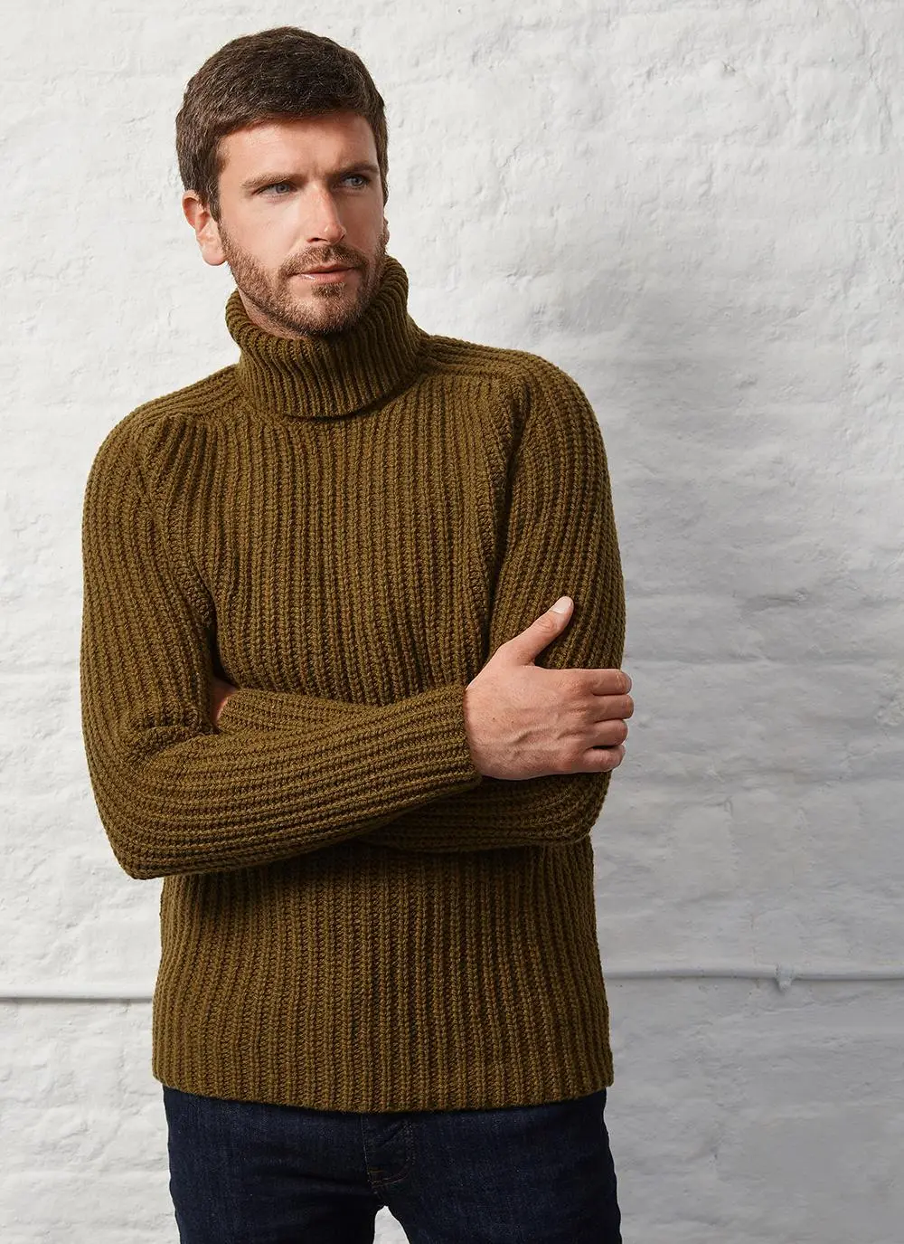 Fisherman Rib Chunky Polo Neck Sweater