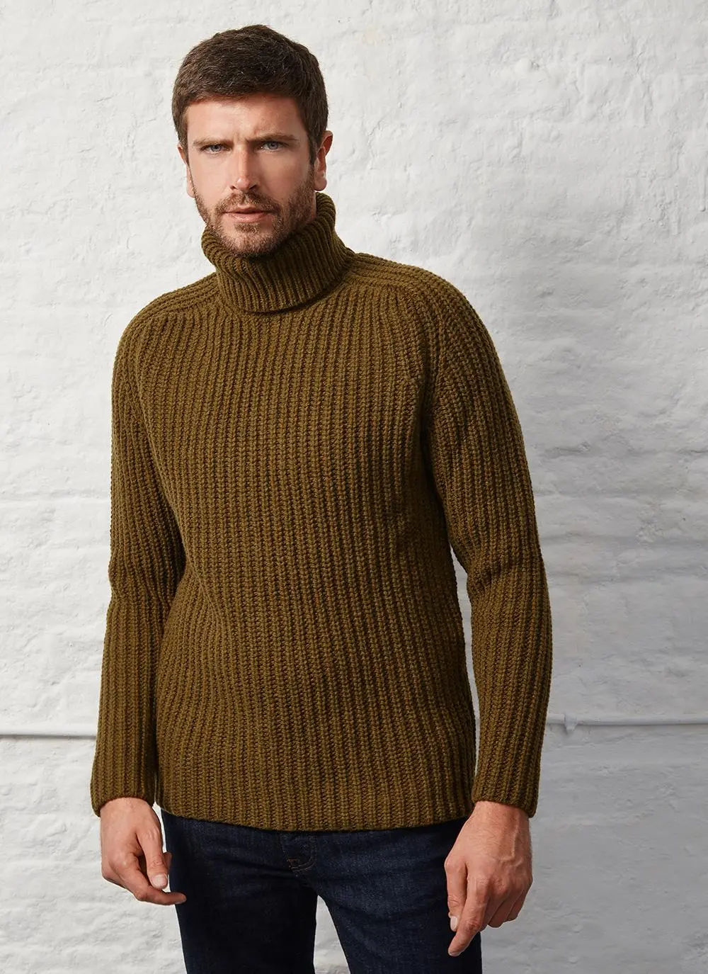 Fisherman Rib Chunky Polo Neck Sweater
