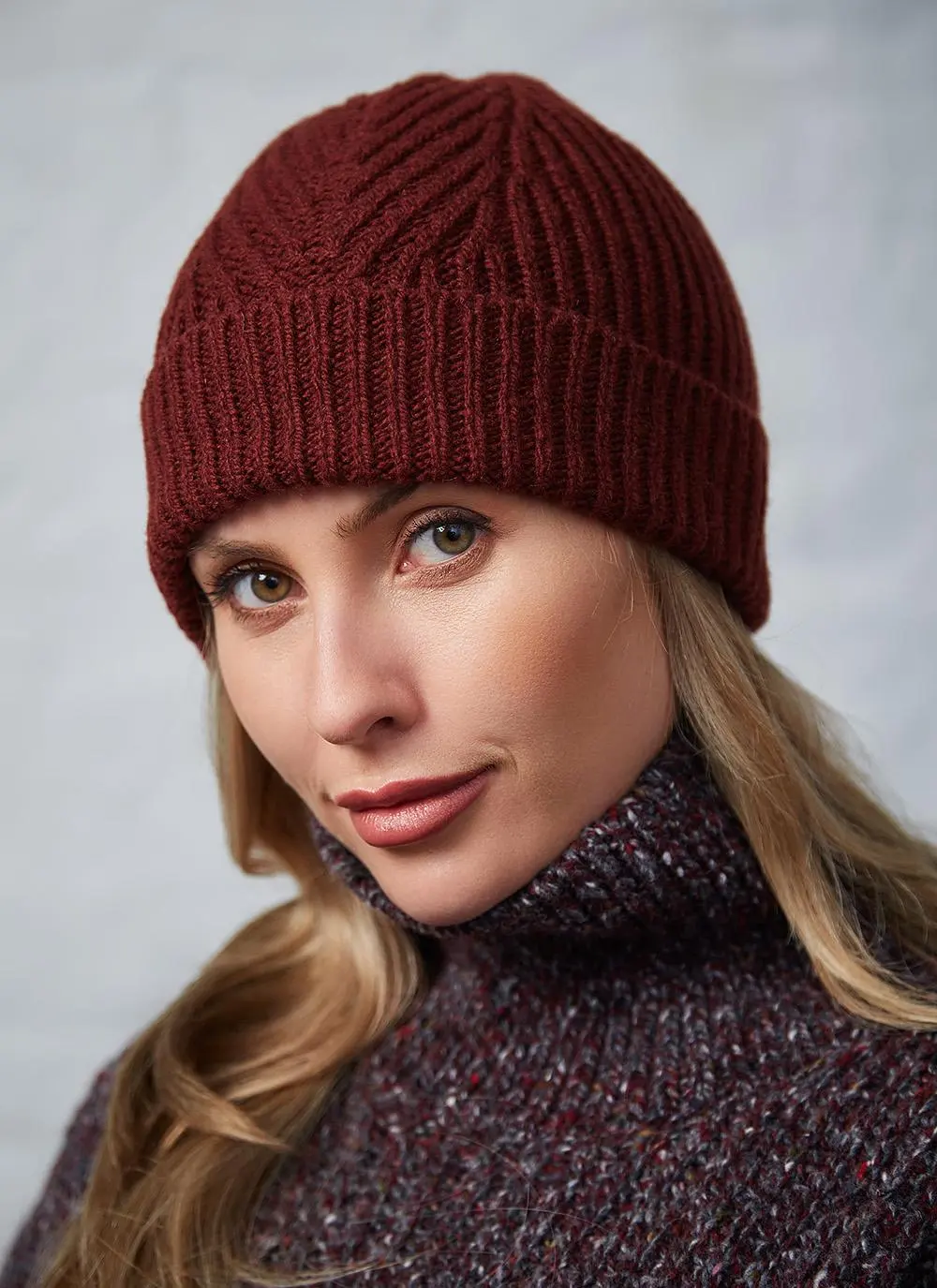 Fisherman Ribbed Herringbone Beanie