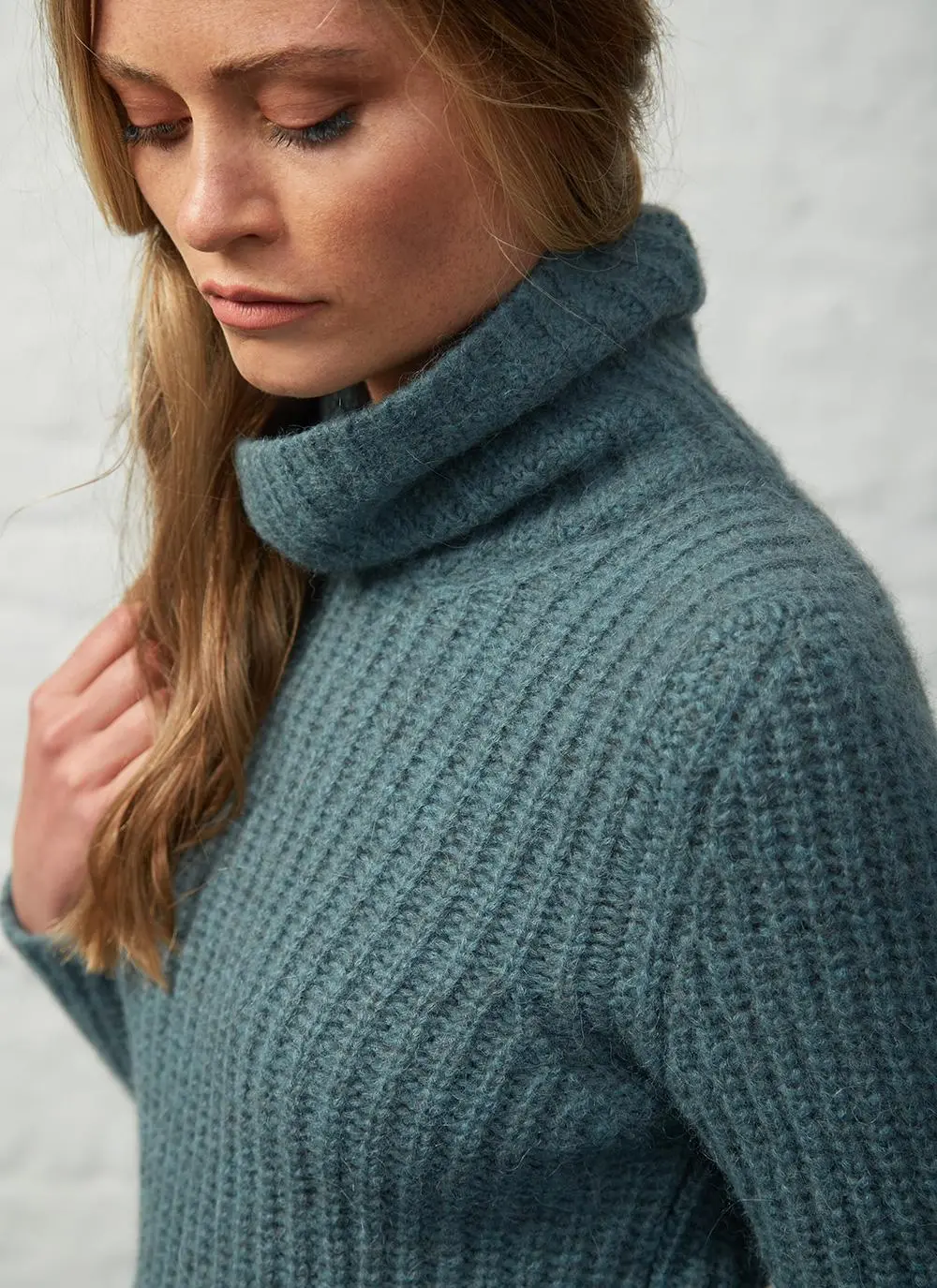 Fisherman Ribbed Polo Neck Sweater