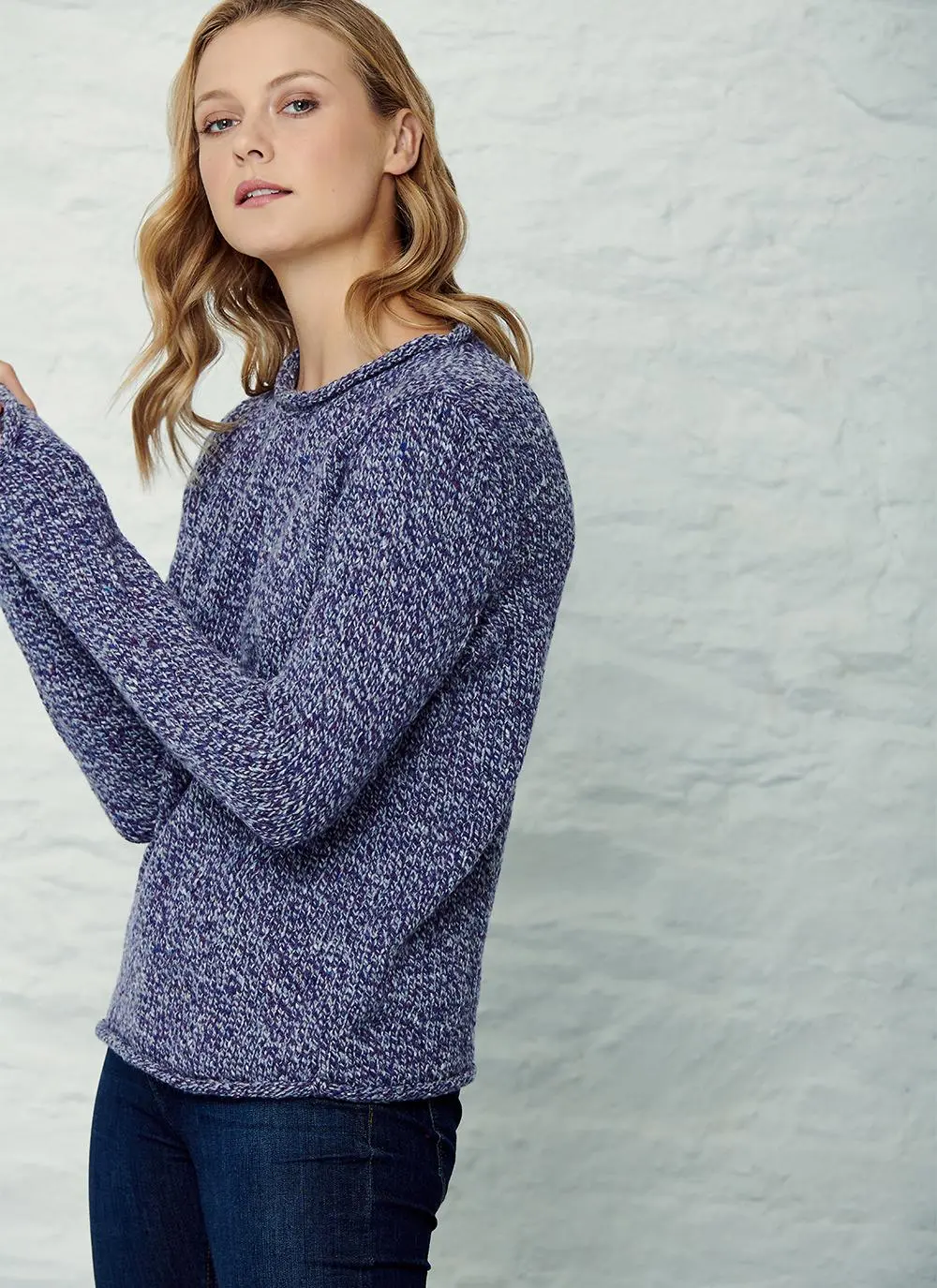 Fisherman Donegal Fleck Roll Neck Sweater