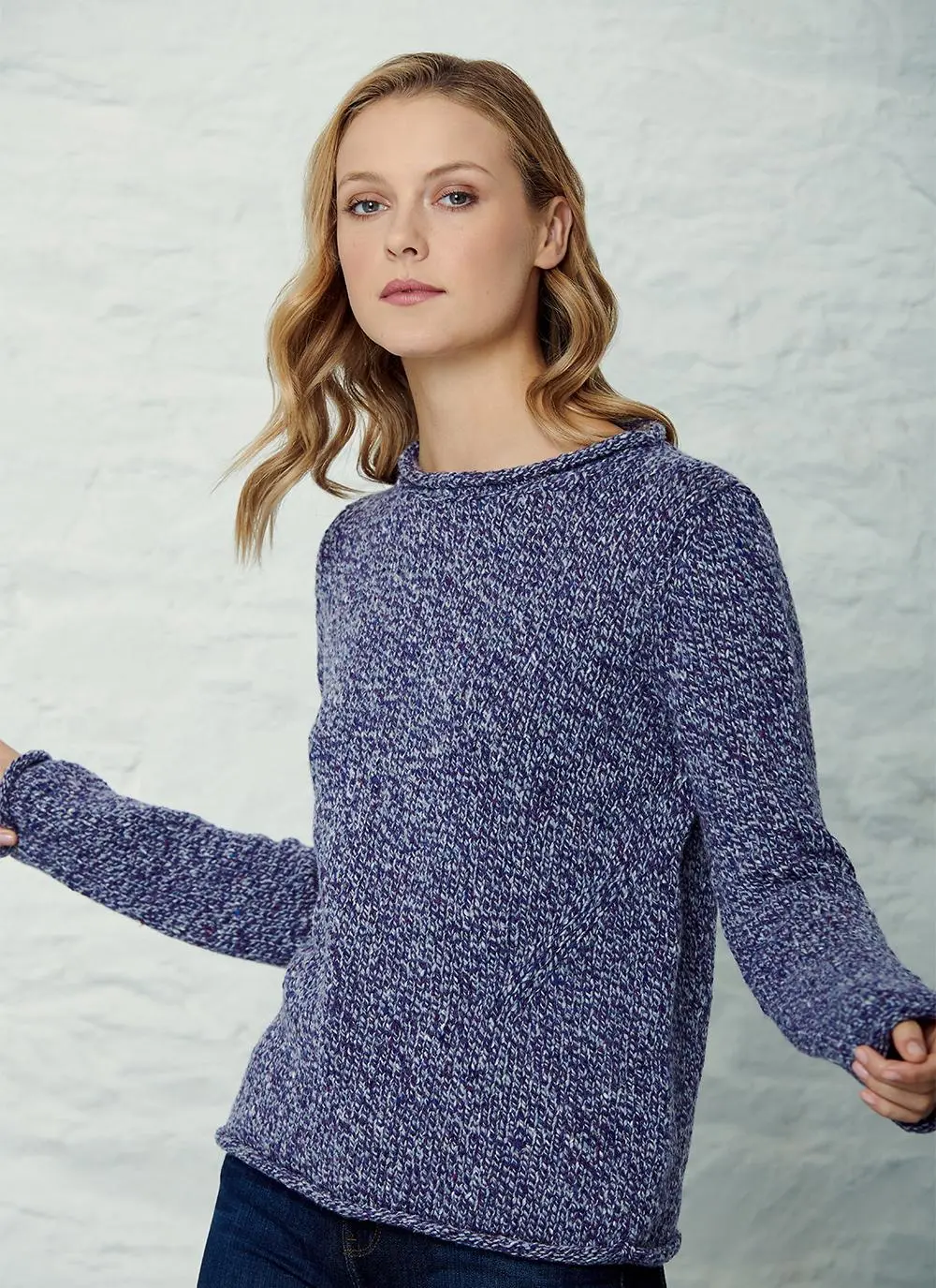 Fisherman Donegal Fleck Roll Neck Sweater