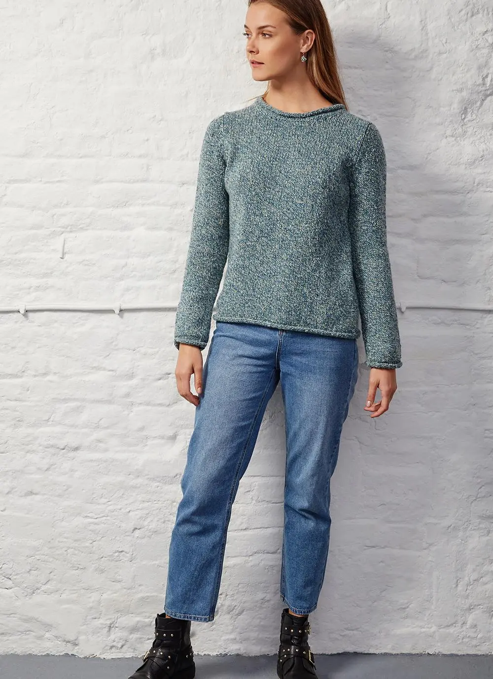 Fisherman Donegal Fleck Roll Neck Sweater