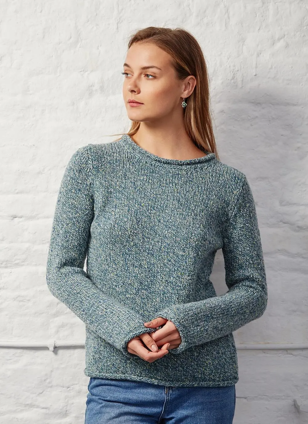Fisherman Donegal Fleck Roll Neck Sweater