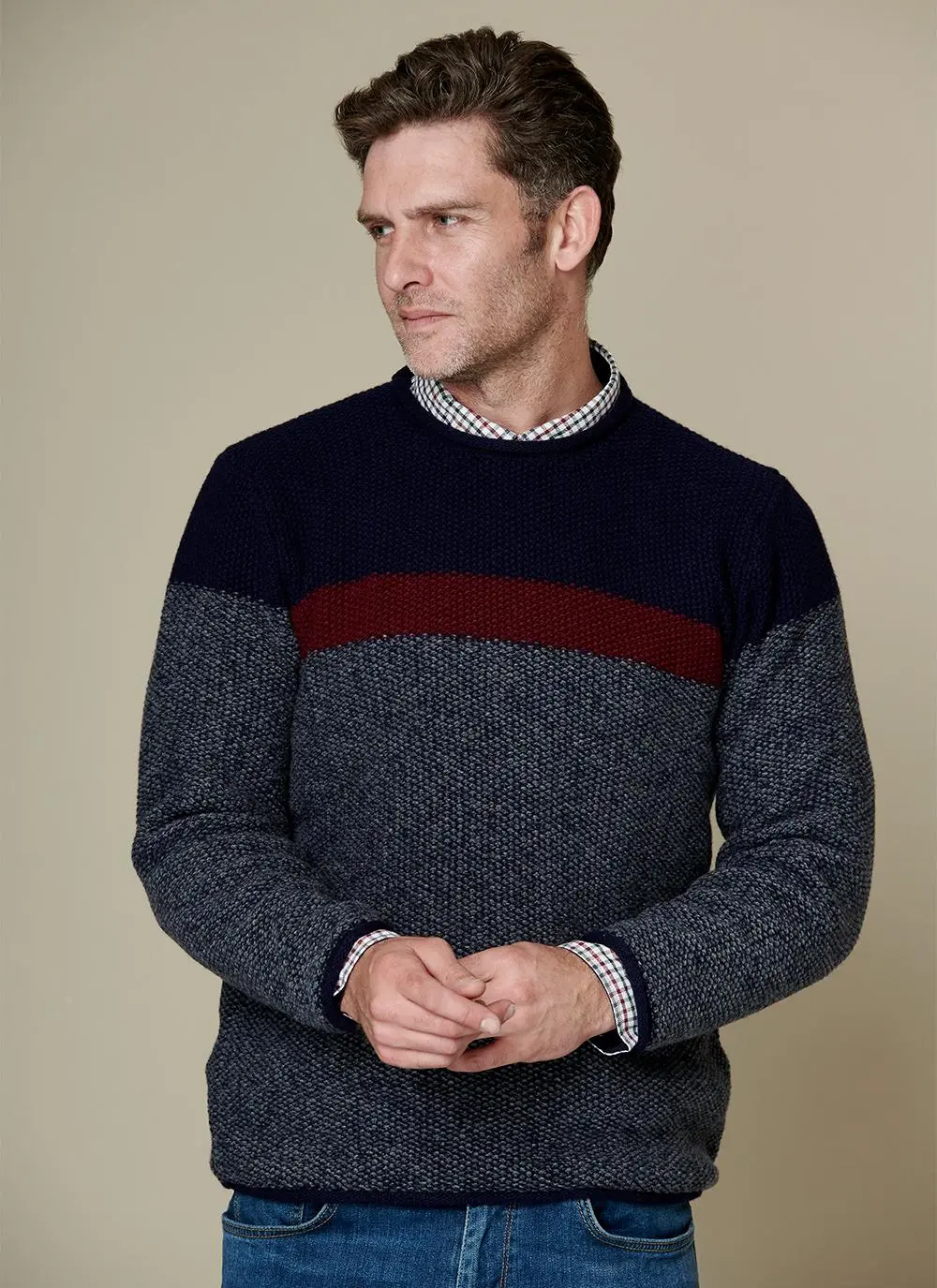 Fisherman Seed Stitch Roll Neck Sweater