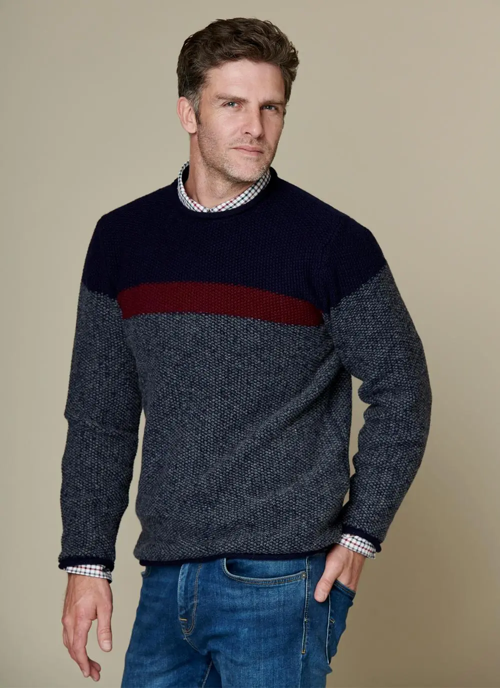 Fisherman Seed Stitch Roll Neck Sweater
