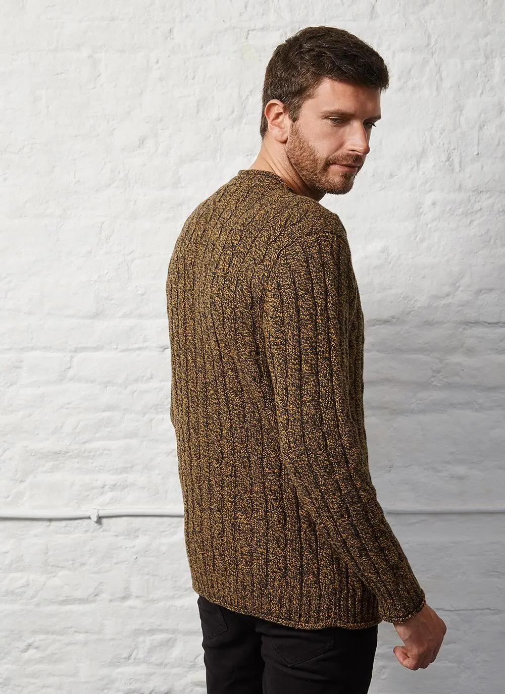 Fisherman Wool Cashmere Cable & Rib Roll Neck Sweater