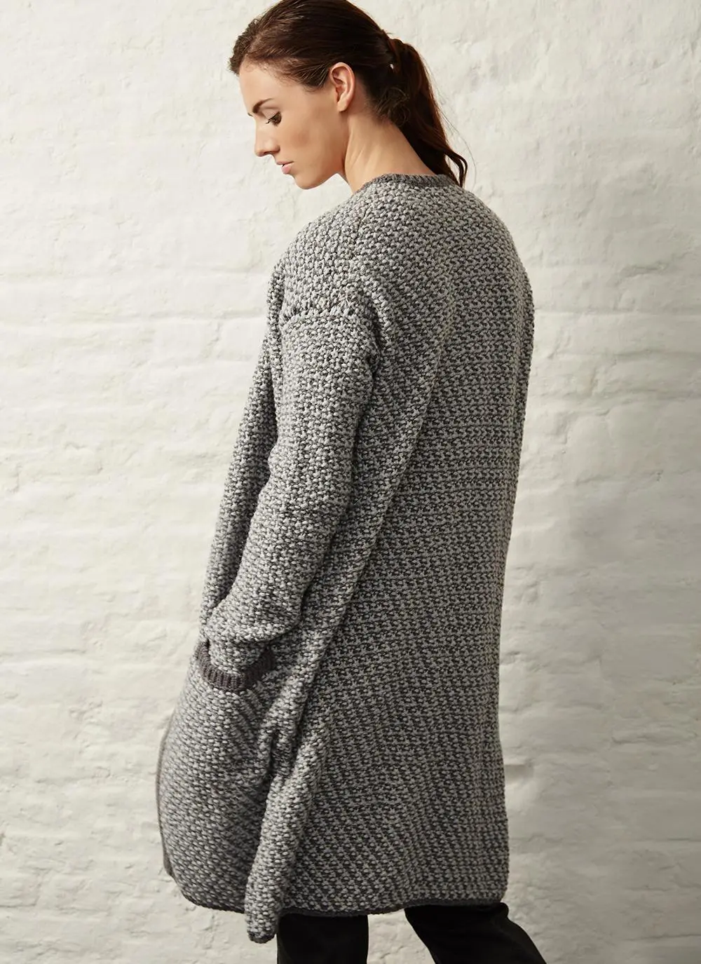 Fisherman Wool Cashmere Chunky Seed Stitch Cardigan 