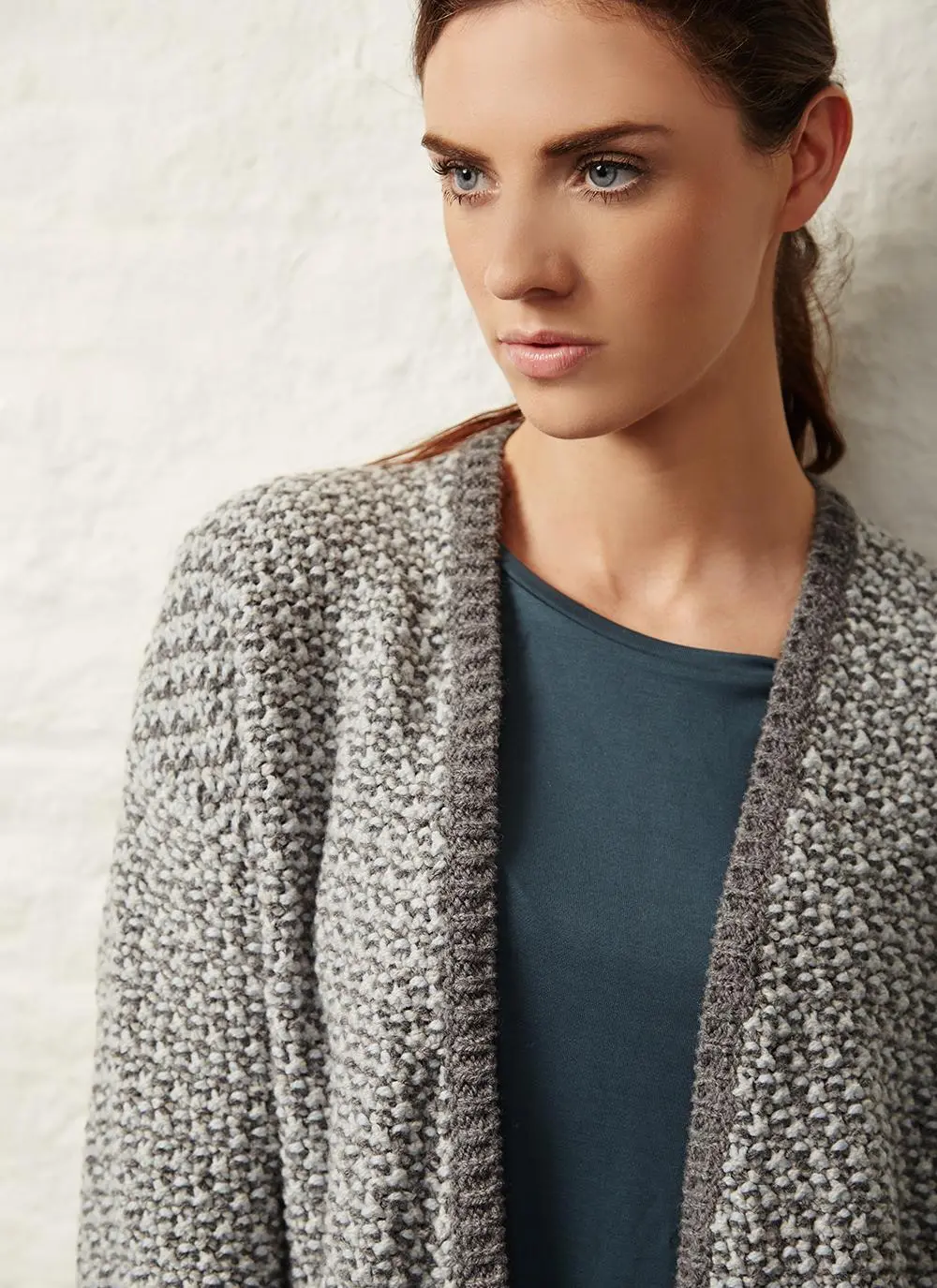Fisherman Wool Cashmere Chunky Seed Stitch Cardigan 