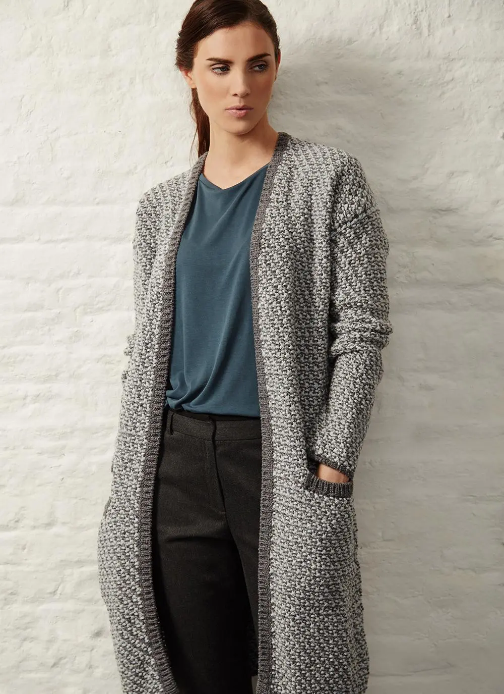 Fisherman Wool Cashmere Chunky Seed Stitch Cardigan 