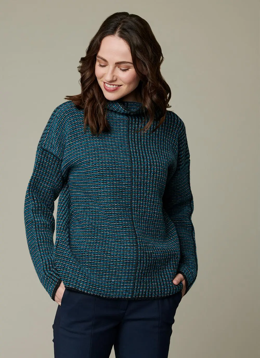 Fisherman Wool Cashmere Funnel Neck Sweater