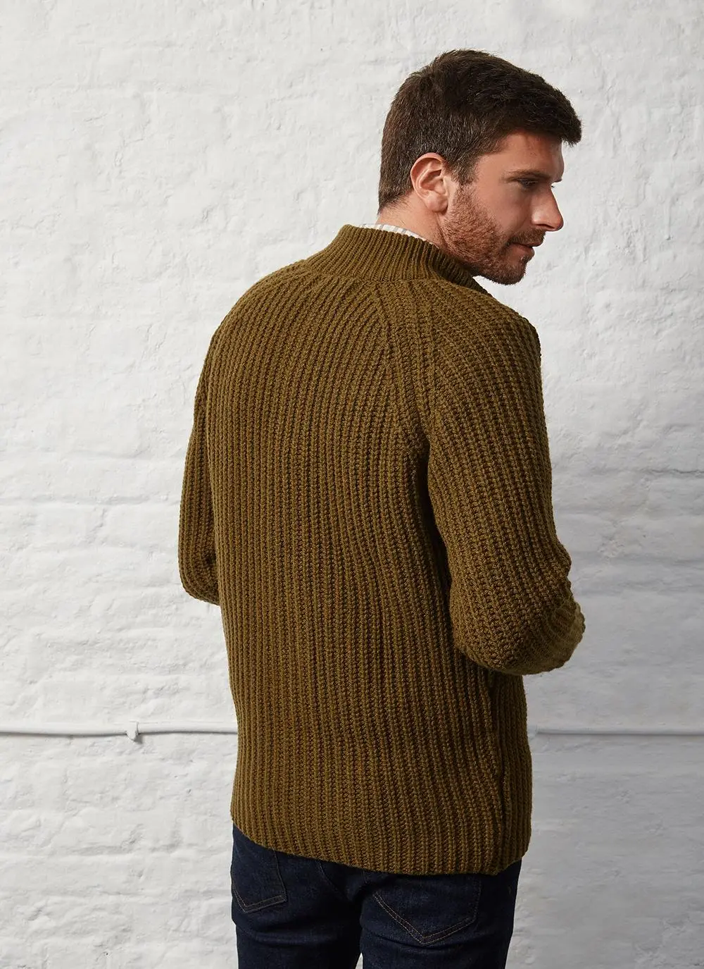 Fisherman Wool Cashmere Ribbed Cardigan
