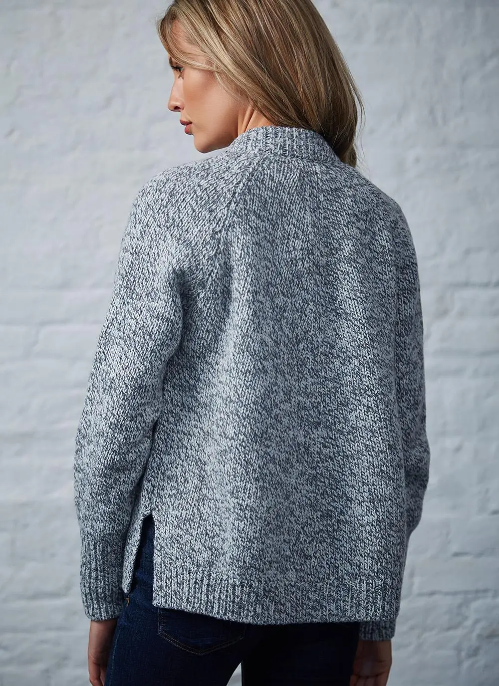 Fisherman Wool Cashmere Ribbed Cuff Cardigan