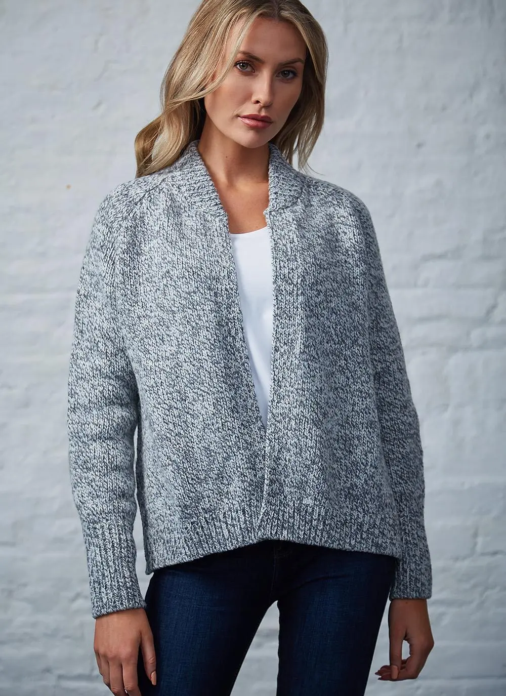 Fisherman Wool Cashmere Ribbed Cuff Cardigan