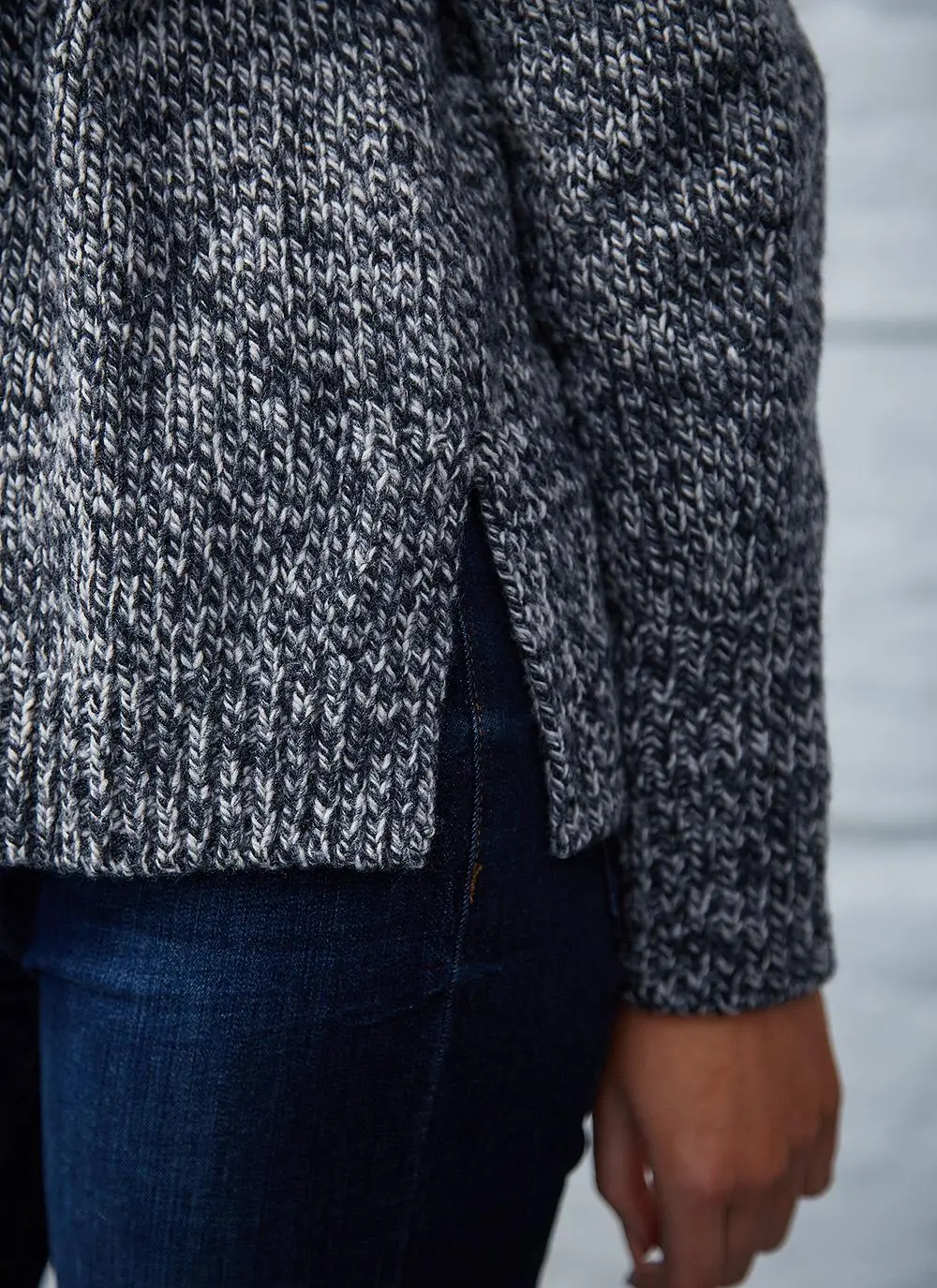 Fisherman Wool Cashmere Ribbed Cuff Cardigan