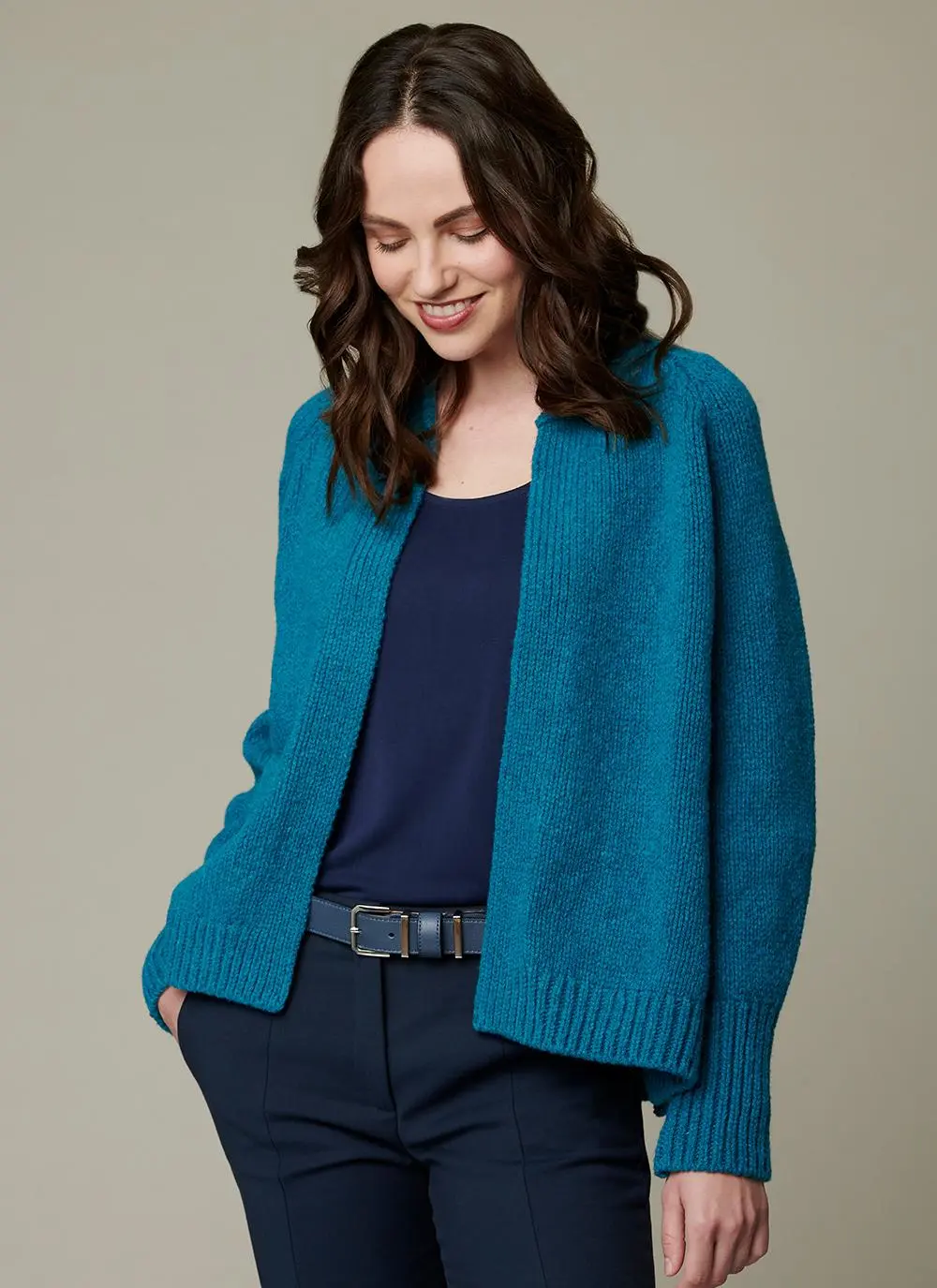 Fisherman Wool Cashmere Ribbed Cuff Cardigan