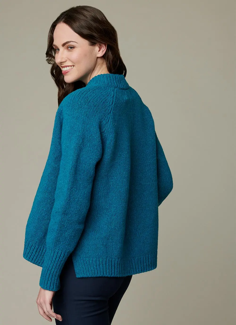 Fisherman Wool Cashmere Ribbed Cuff Cardigan