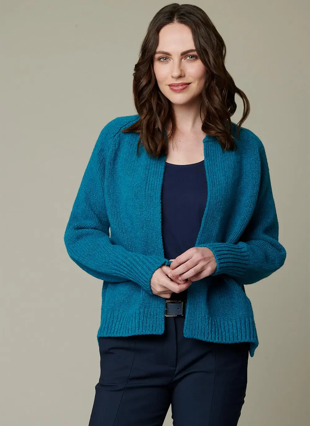 Fisherman Wool Cashmere Ribbed Cuff Cardigan
