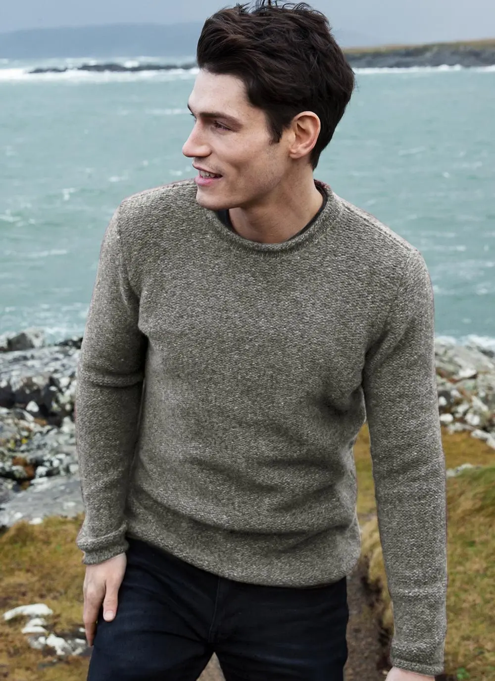 Fisherman Donegal Fleck Roll Neck Sweater