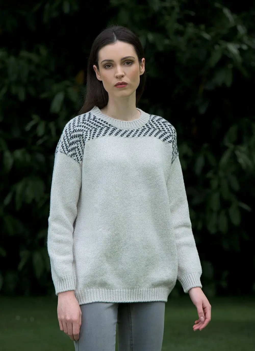 Fisherman Extra Fine Merino Wool Herringbone Crew Sweater