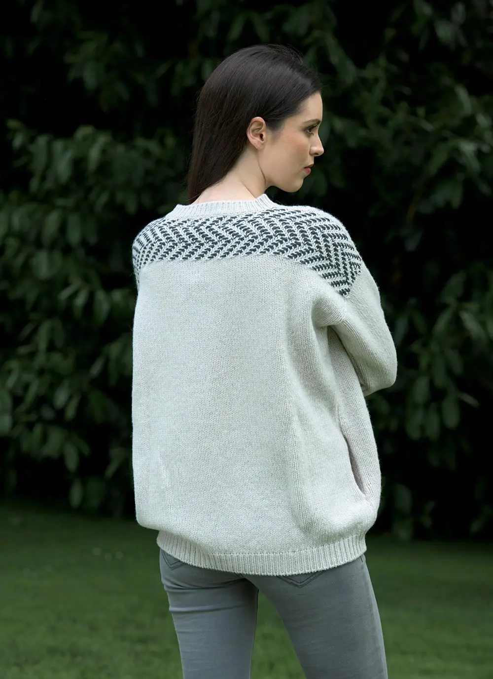 Fisherman Extra Fine Merino Wool Herringbone Crew Sweater