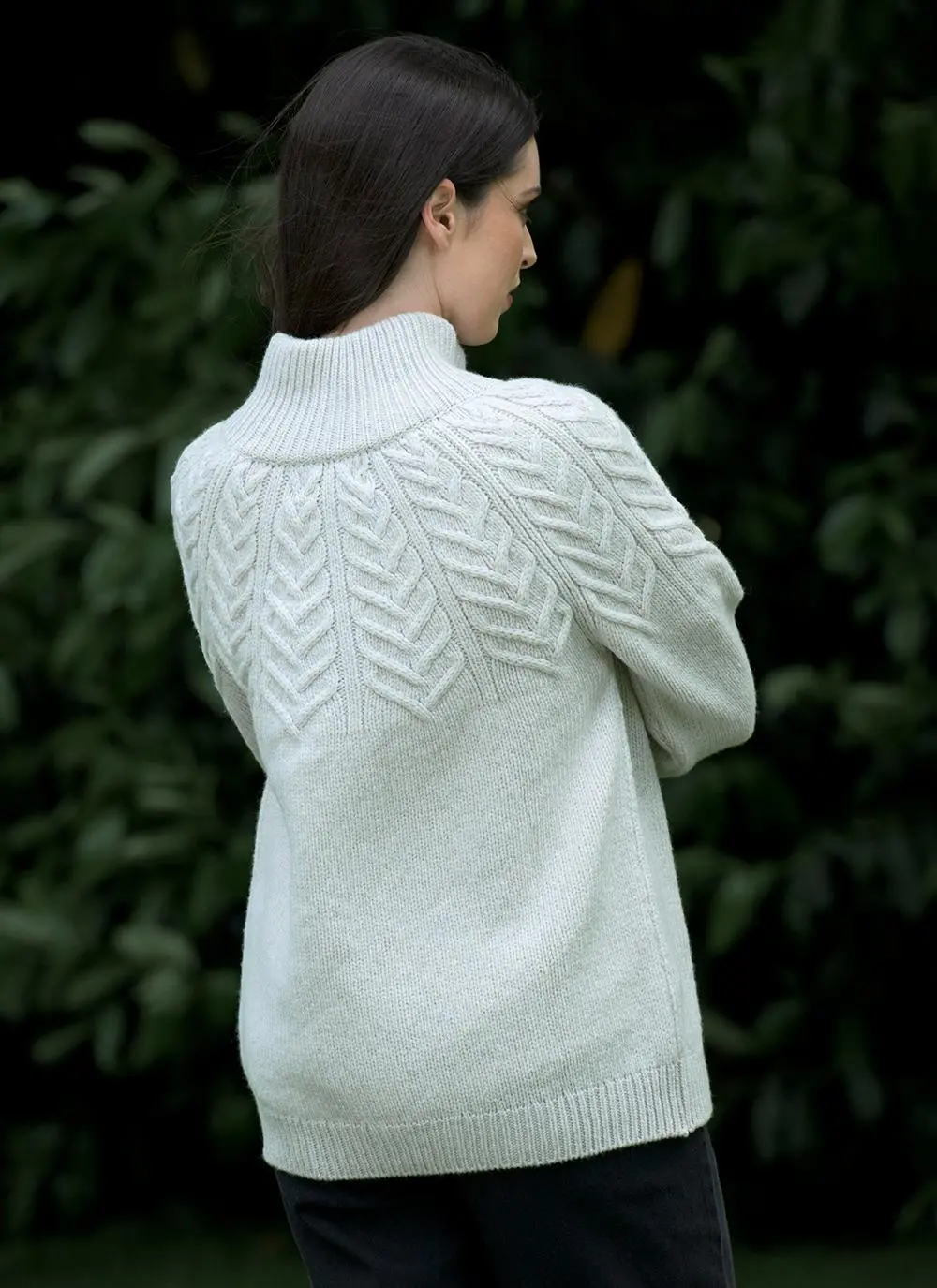 Fisherman Extra Fine Merino Wool Yoke Cabled Cardigan