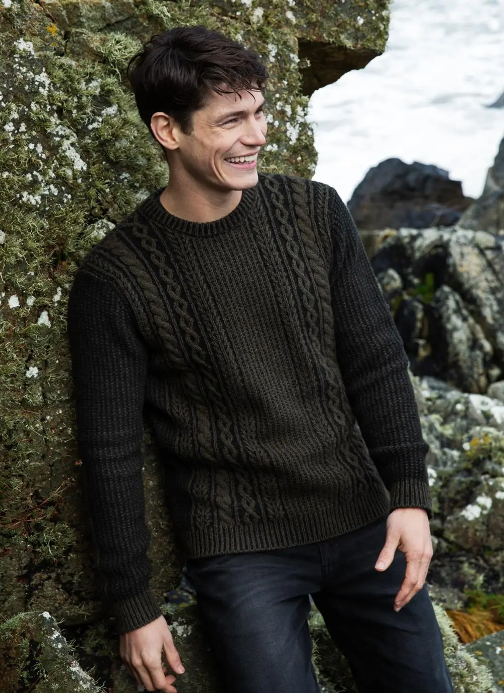 Fisherman Lambswool Plated Crew Neck Sweater