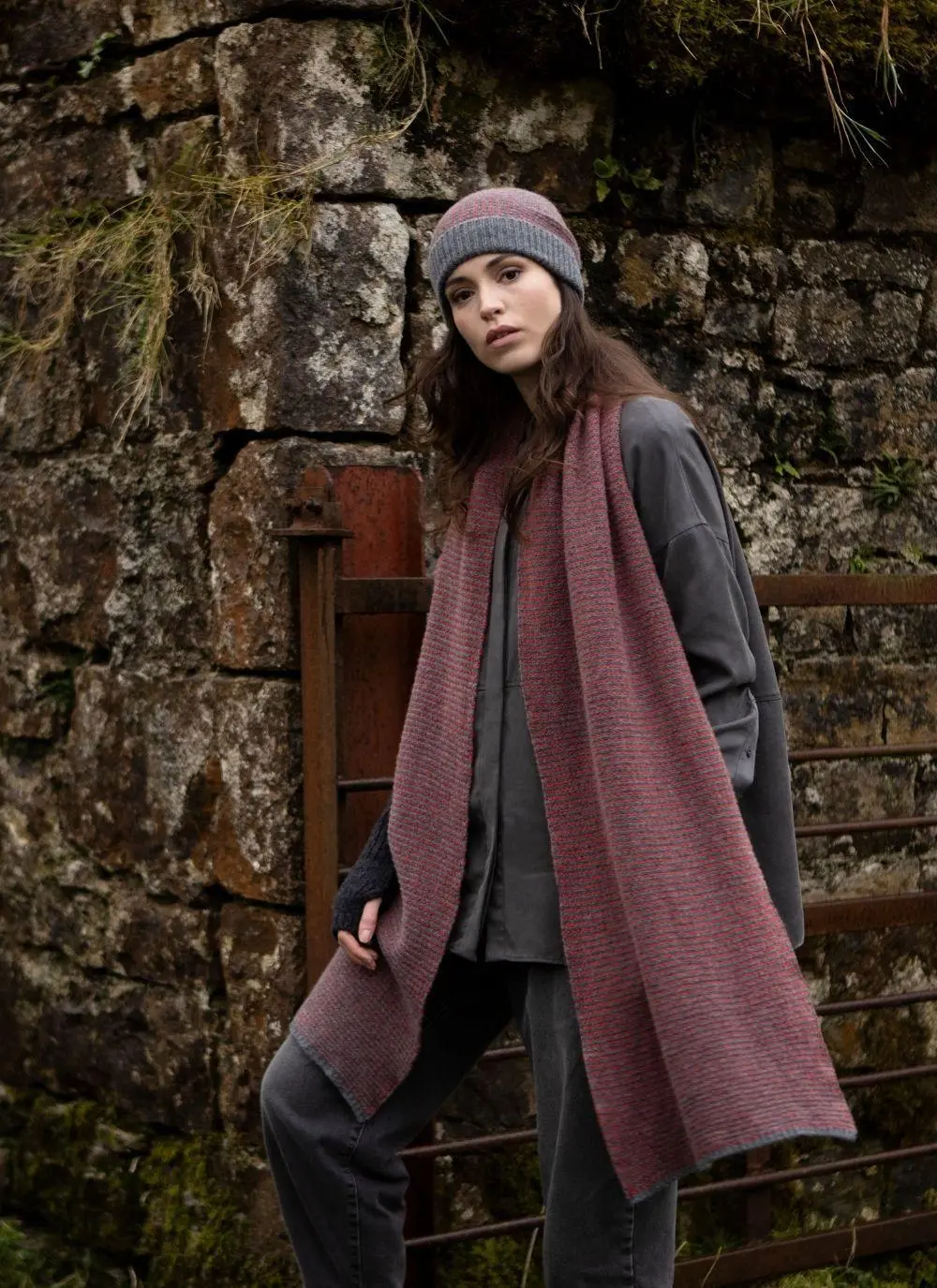 Fisherman Bird's Eye Beanie Hat & Scarf Set