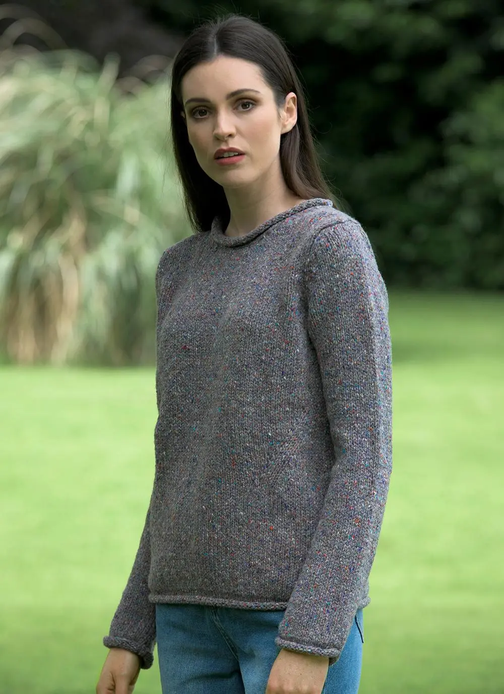 Fisherman Donegal Fleck Roll Neck Sweater