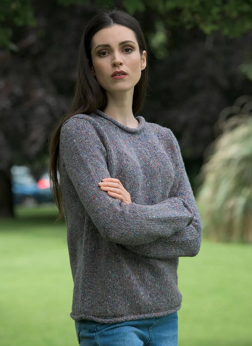 Fisherman Donegal Fleck Roll Neck Sweater