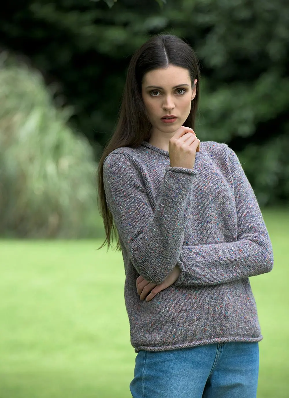 Fisherman Donegal Fleck Roll Neck Sweater