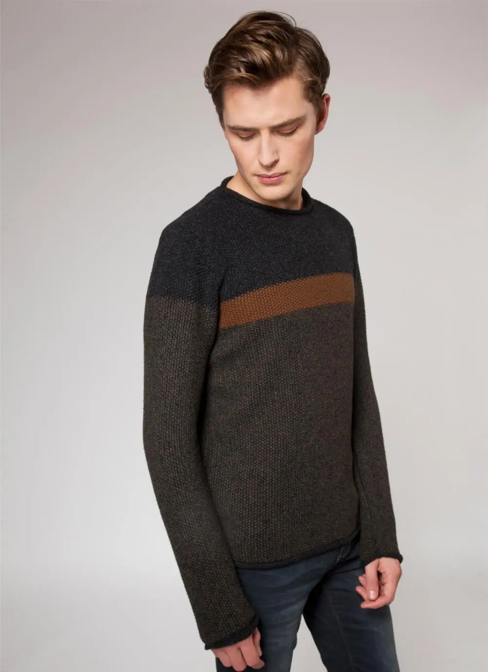 Fisherman Seed Stitch Roll Neck Sweater