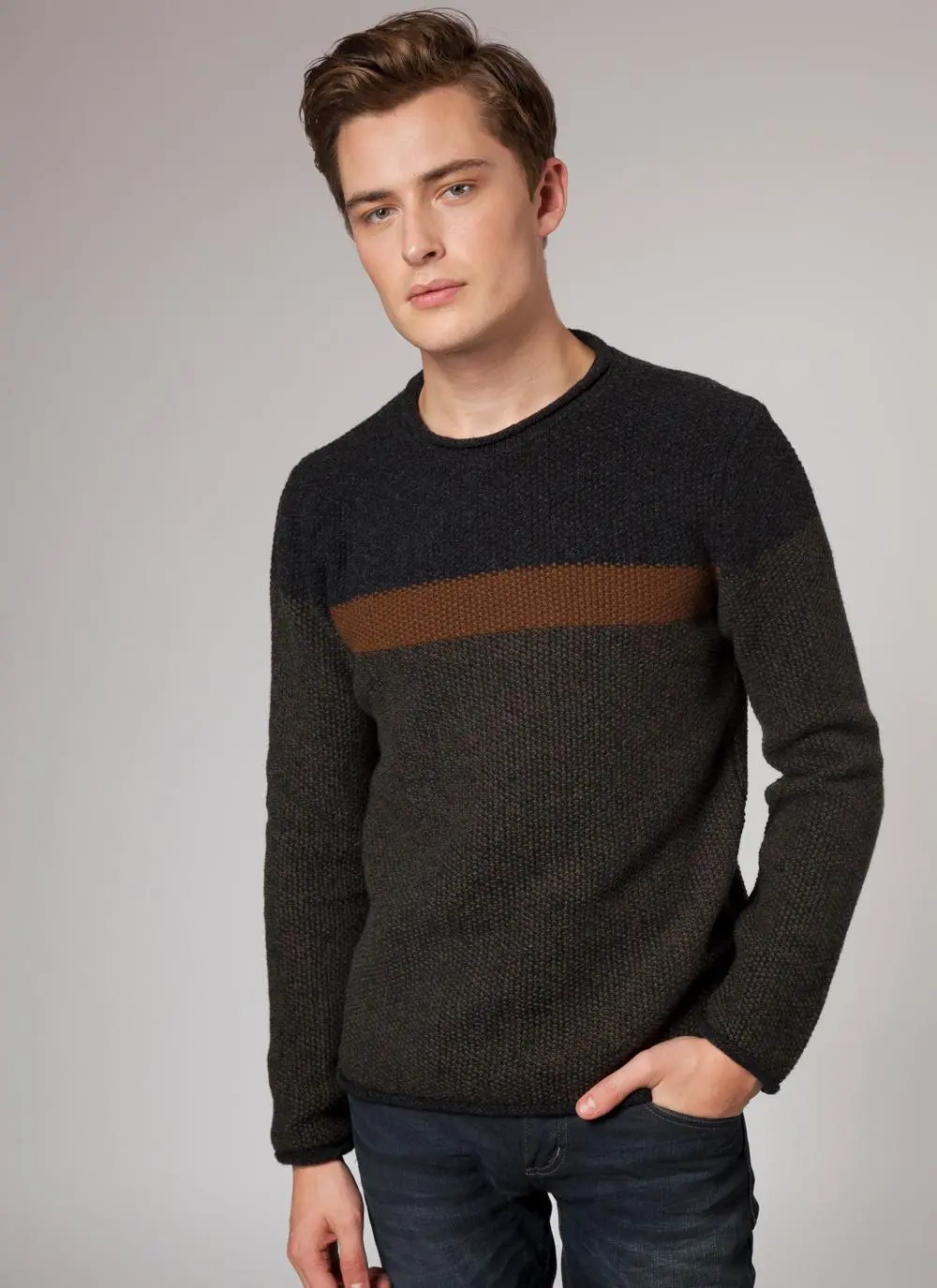 Fisherman Seed Stitch Roll Neck Sweater