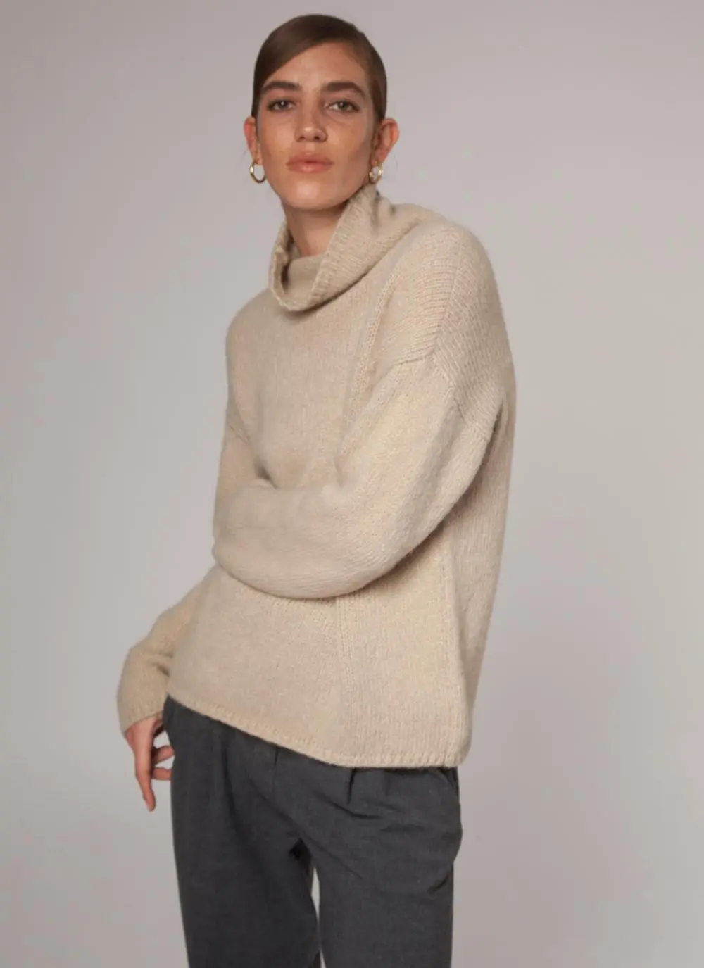 Fisherman Slouchy Funnel Neck Sweater